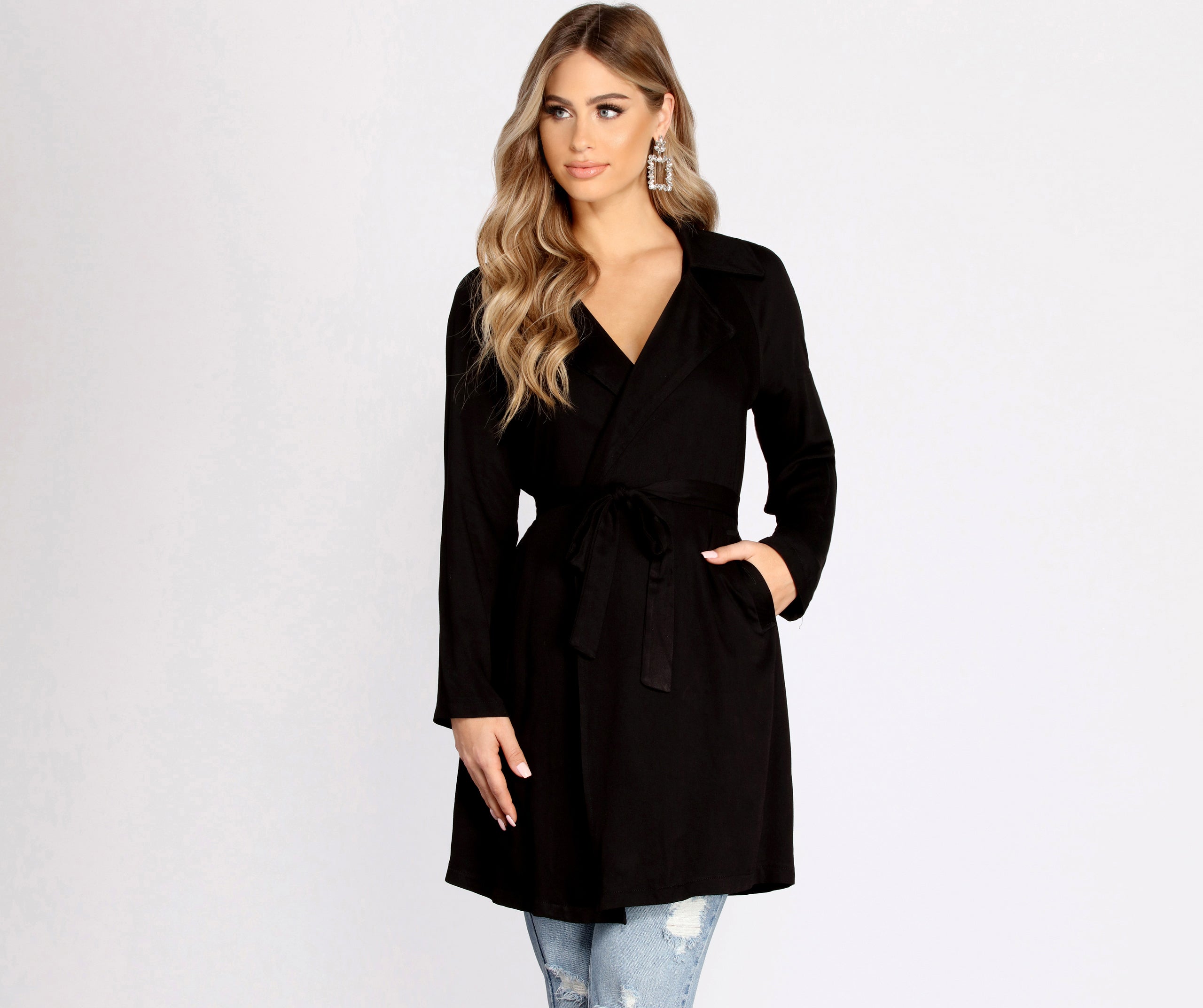 Nine To Five Belted Trench Coat - Image 4