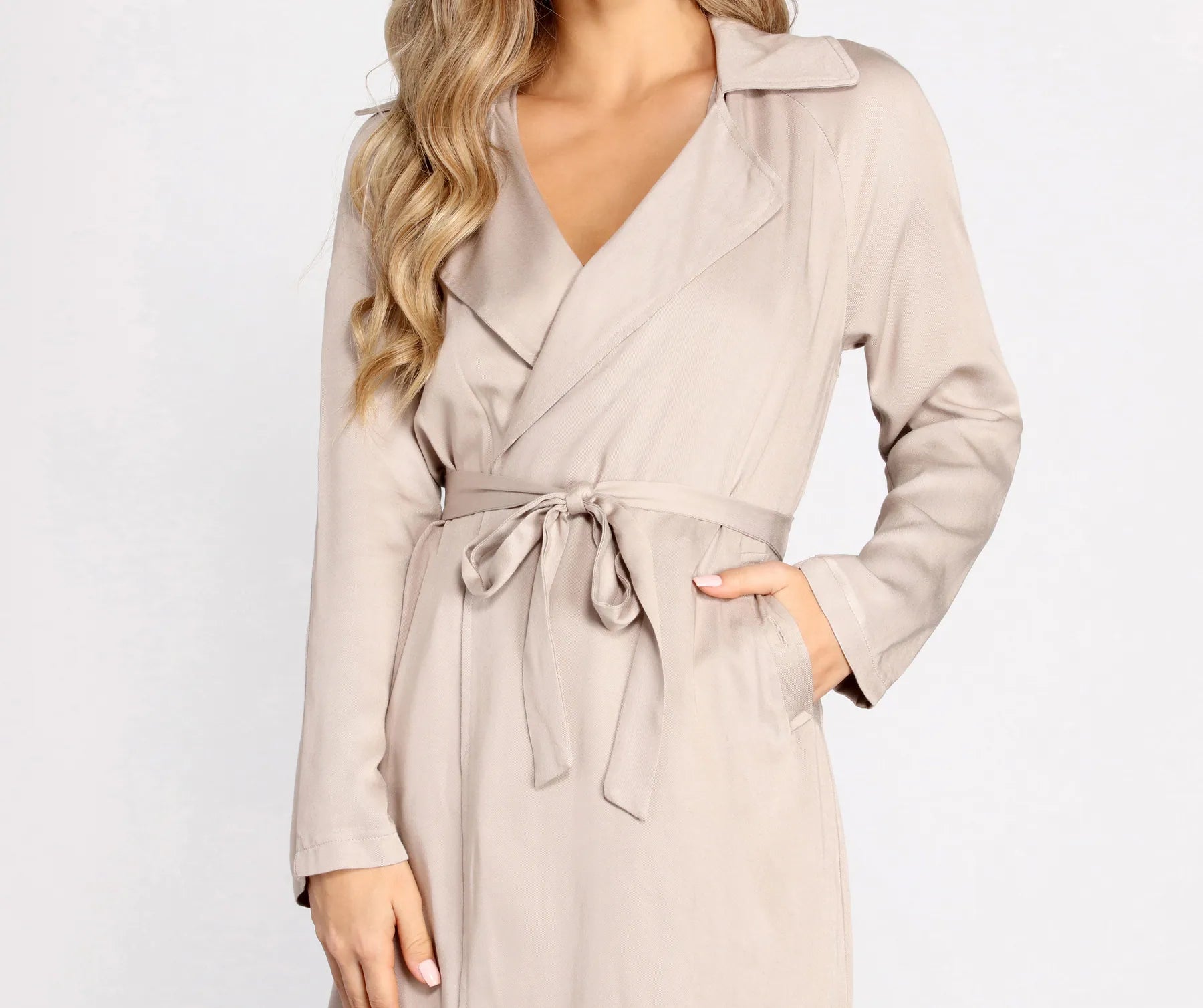 Nine To Five Belted Trench Coat - Image 3