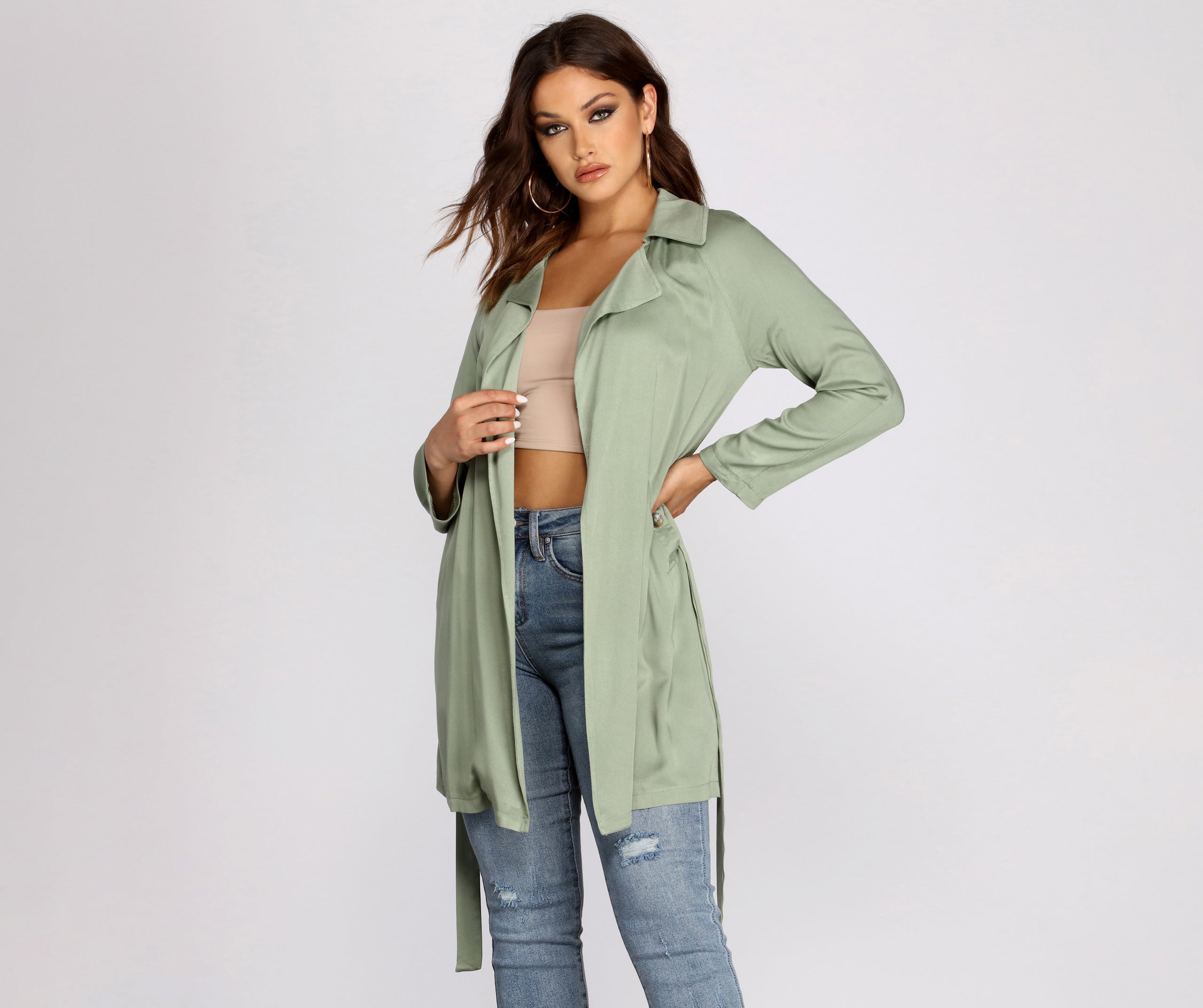 Nine To Five Belted Trench Coat - Image 6