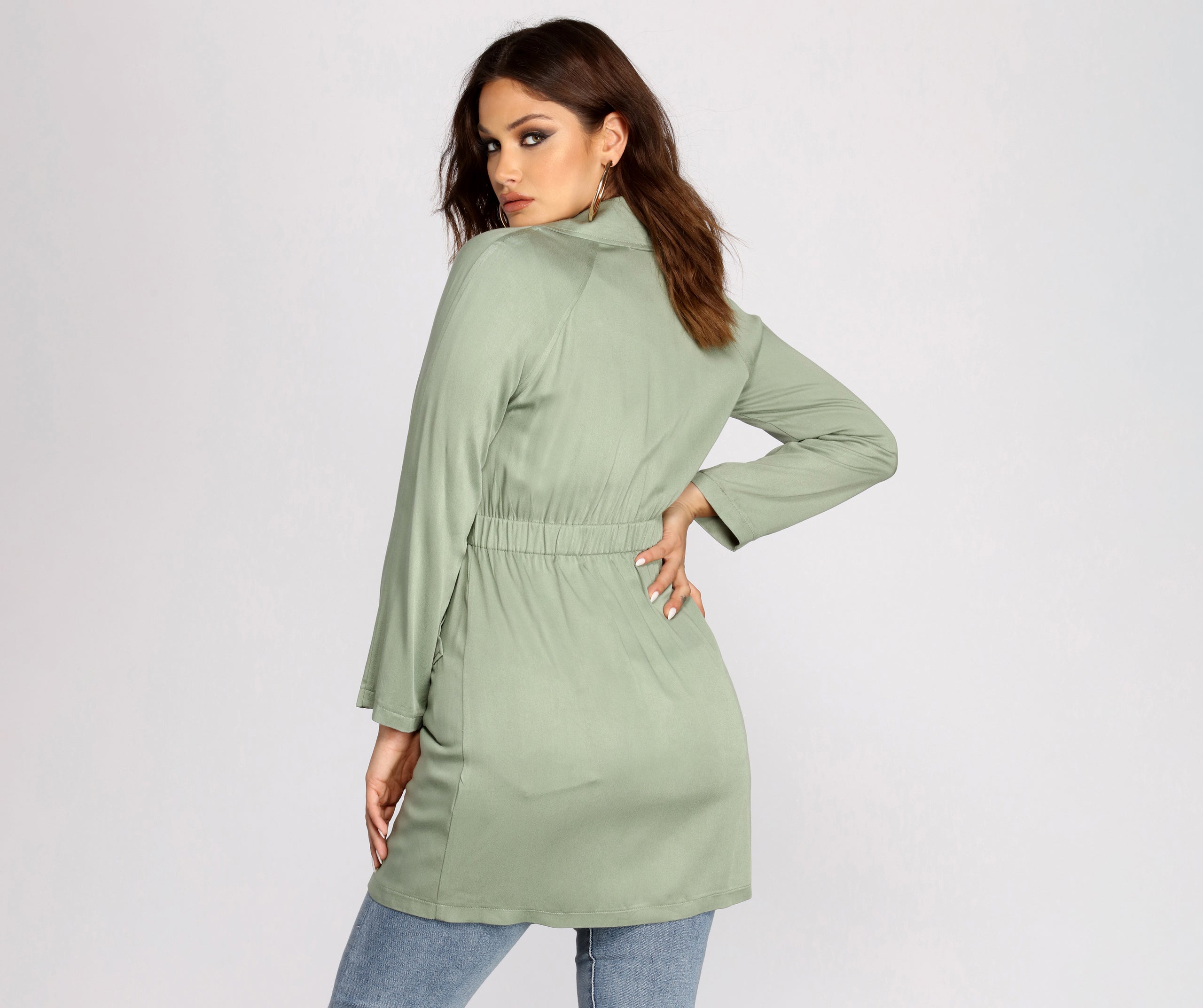 Nine To Five Belted Trench Coat - Image 7