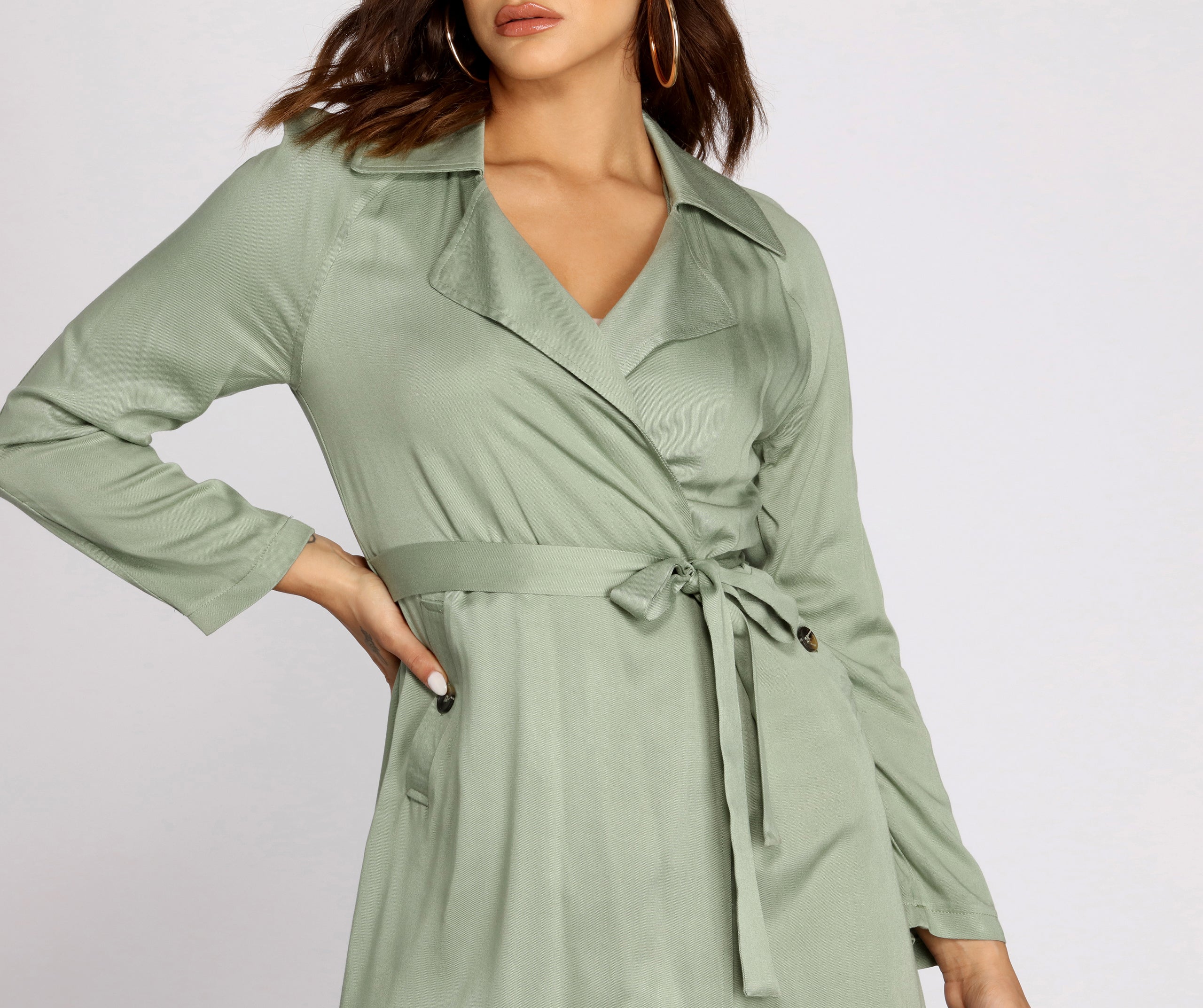 Nine To Five Belted Trench Coat - Image 8
