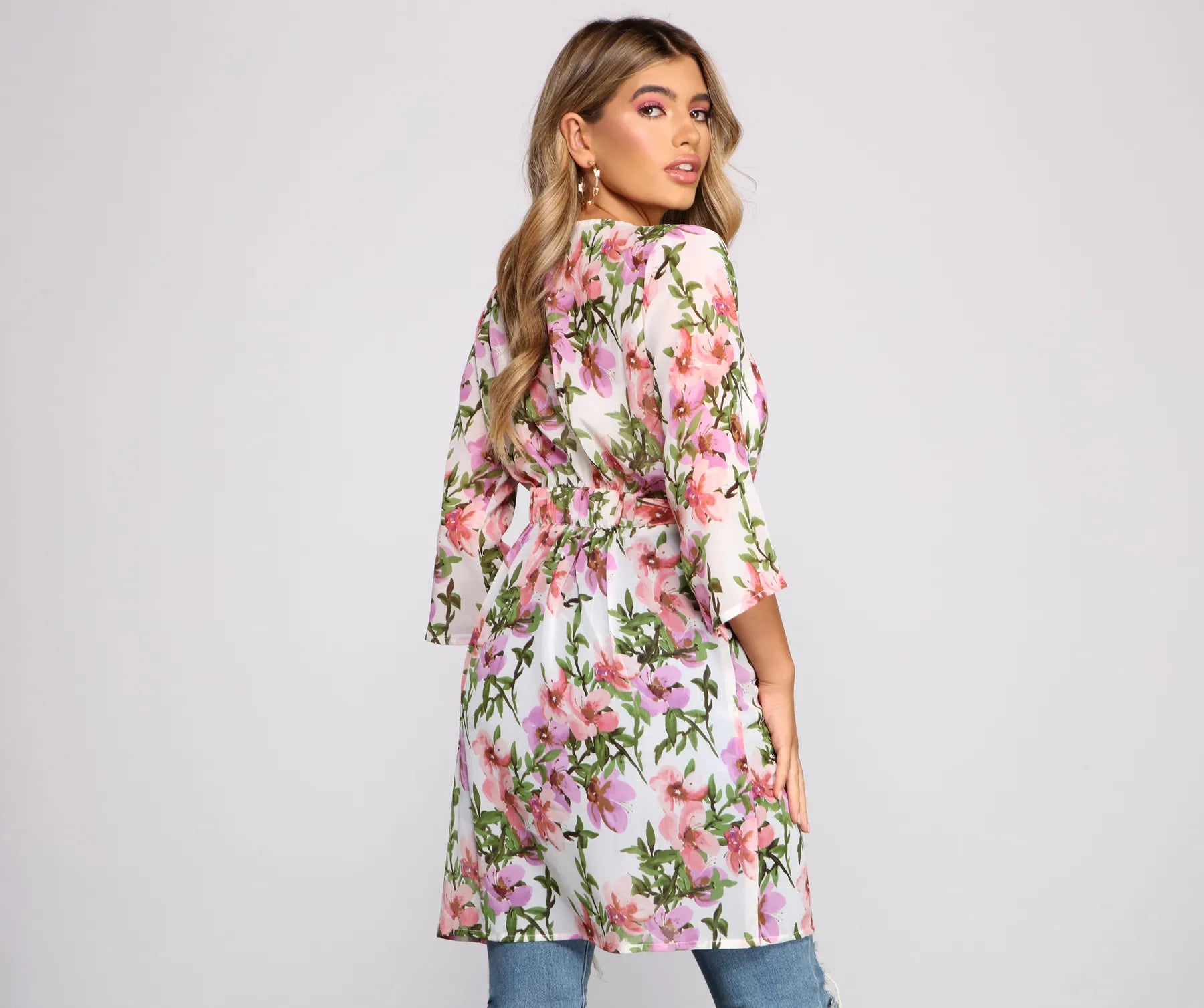 Tropical Dreams Tie Waist Kimono - Image 2