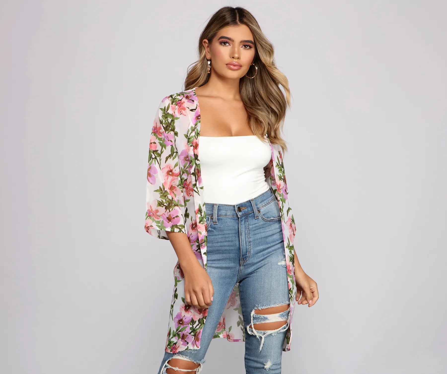 Tropical Dreams Tie Waist Kimono - Image 4