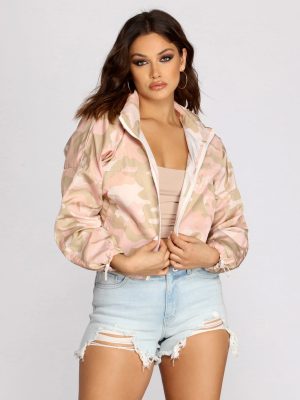 Camo Chick Nylon Cropped Jacket