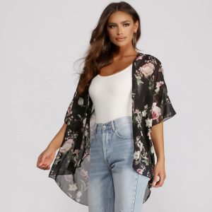 Floral Moment Chiffon Kimono