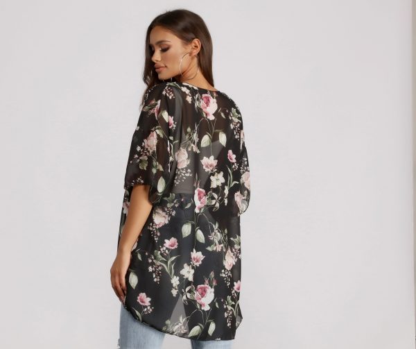Floral Moment Chiffon Kimono - Image 2