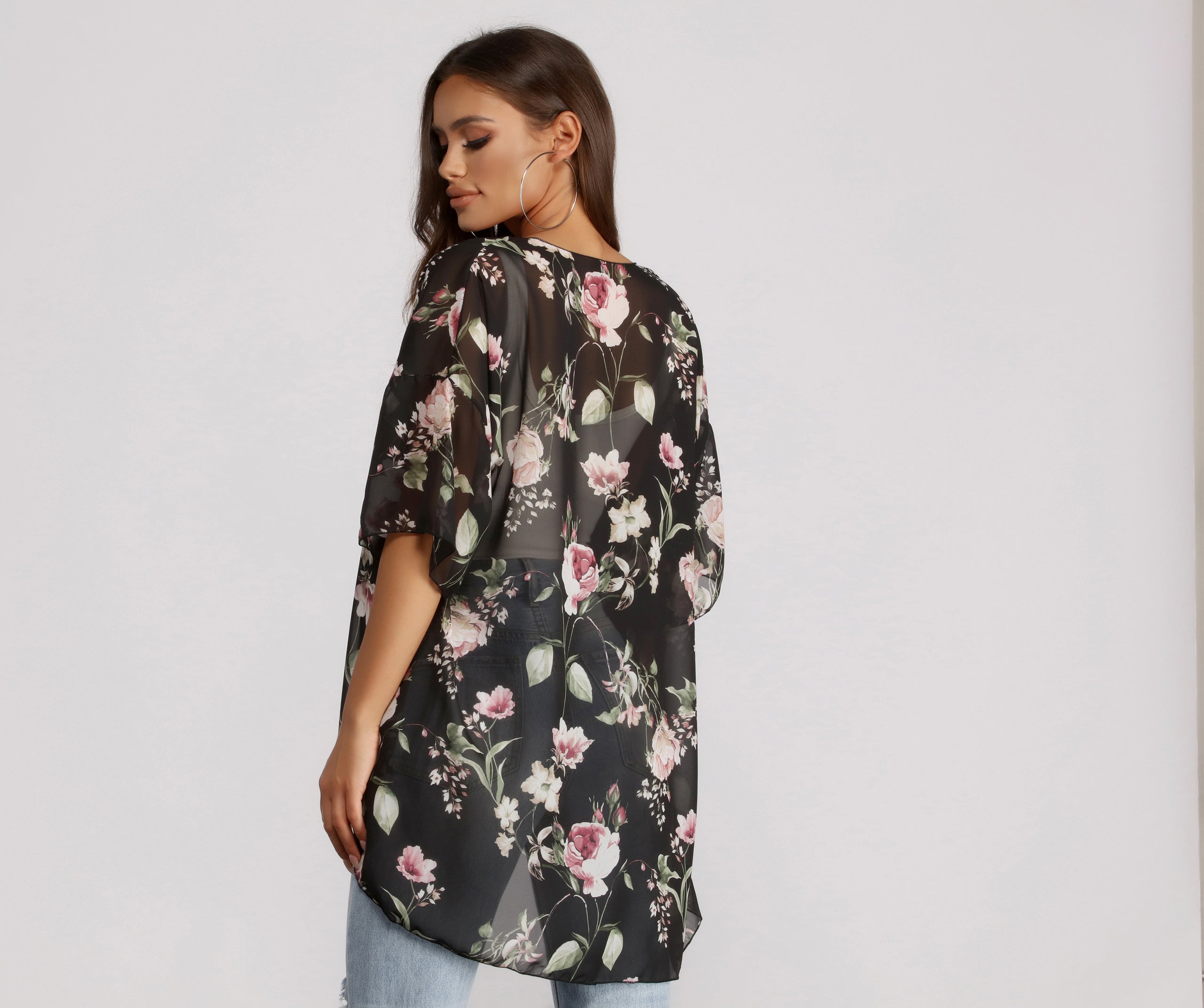Floral Moment Chiffon Kimono - Image 2