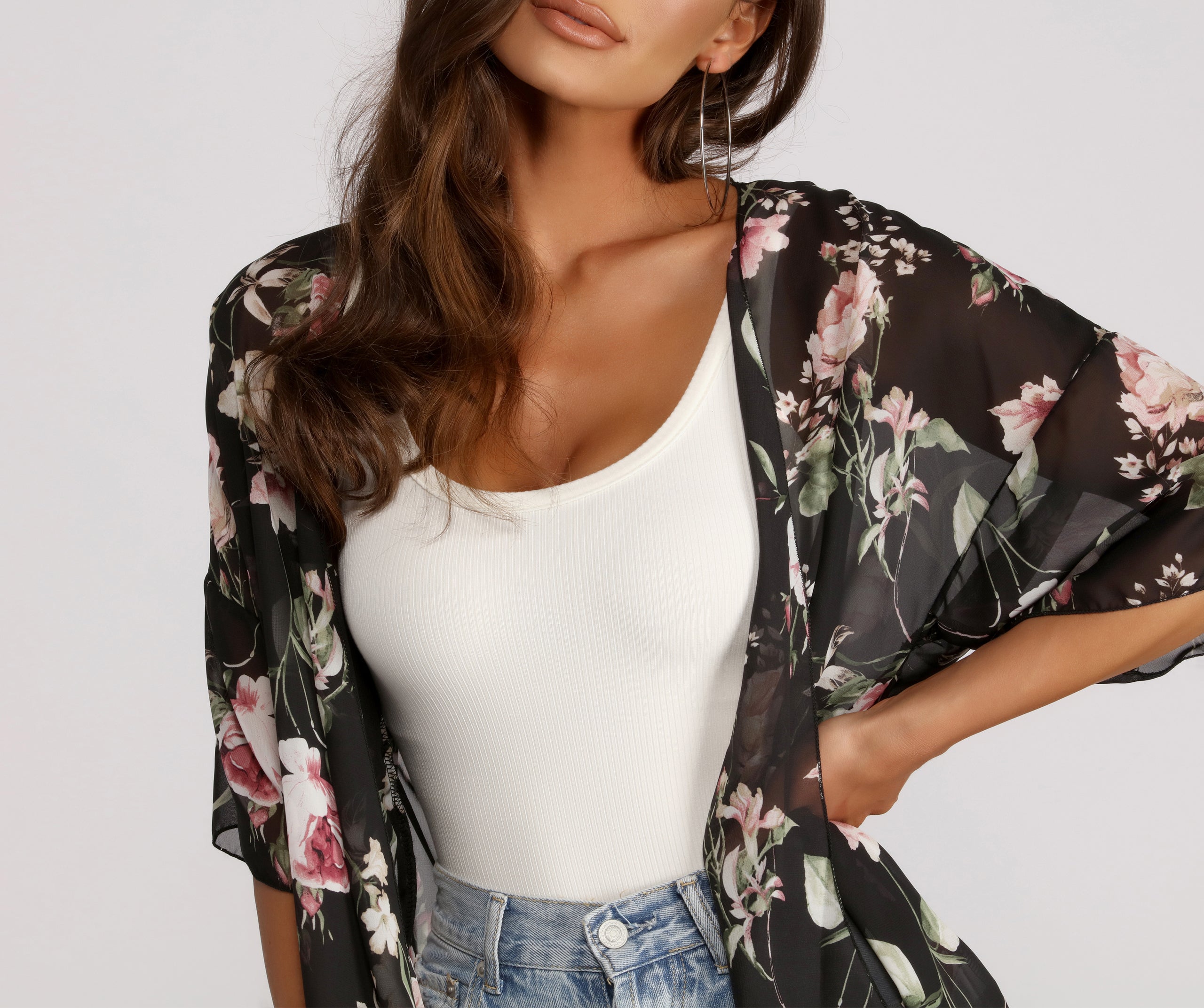 Floral Moment Chiffon Kimono - Image 3