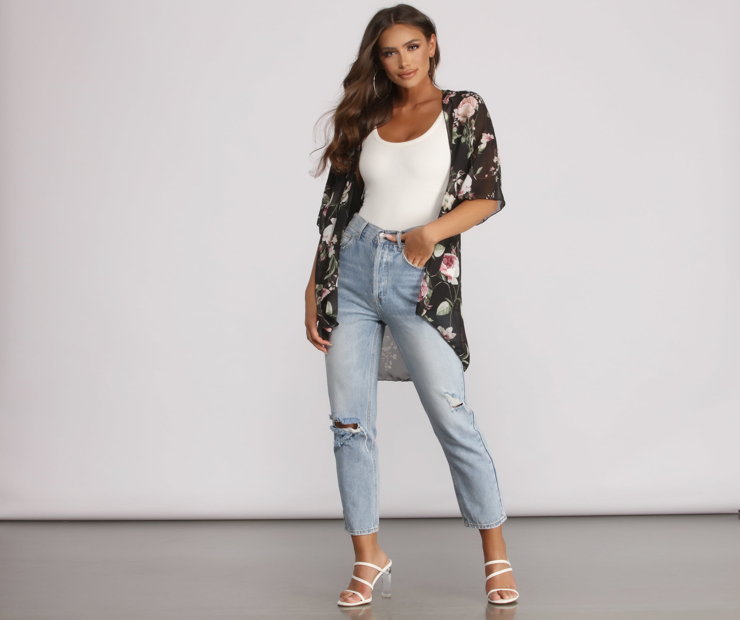 Floral Moment Chiffon Kimono - Image 4
