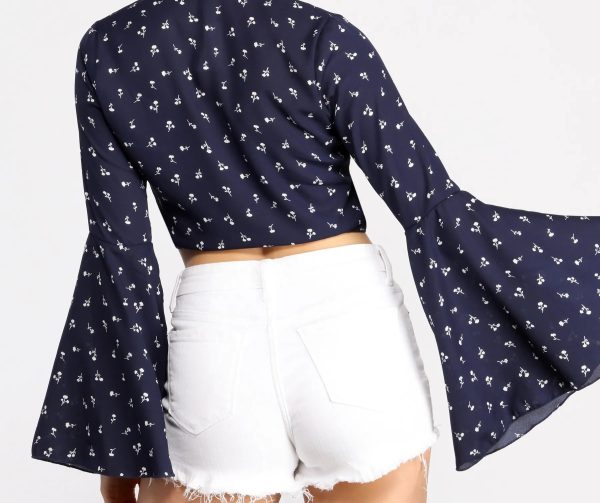 Sweet Floral Bell Sleeve Top - Image 2