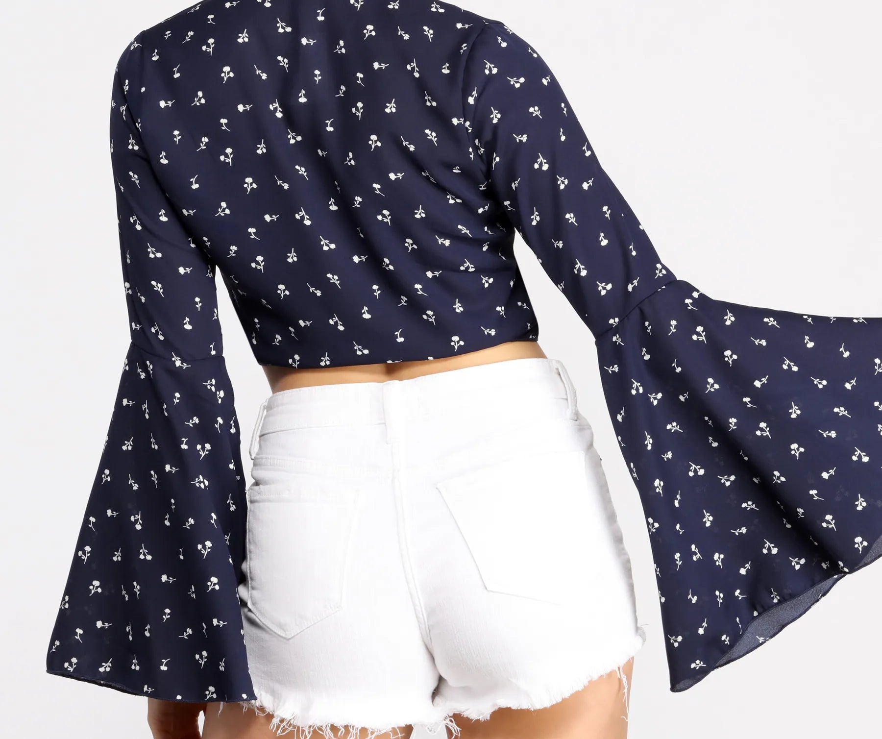 Sweet Floral Bell Sleeve Top - Image 2