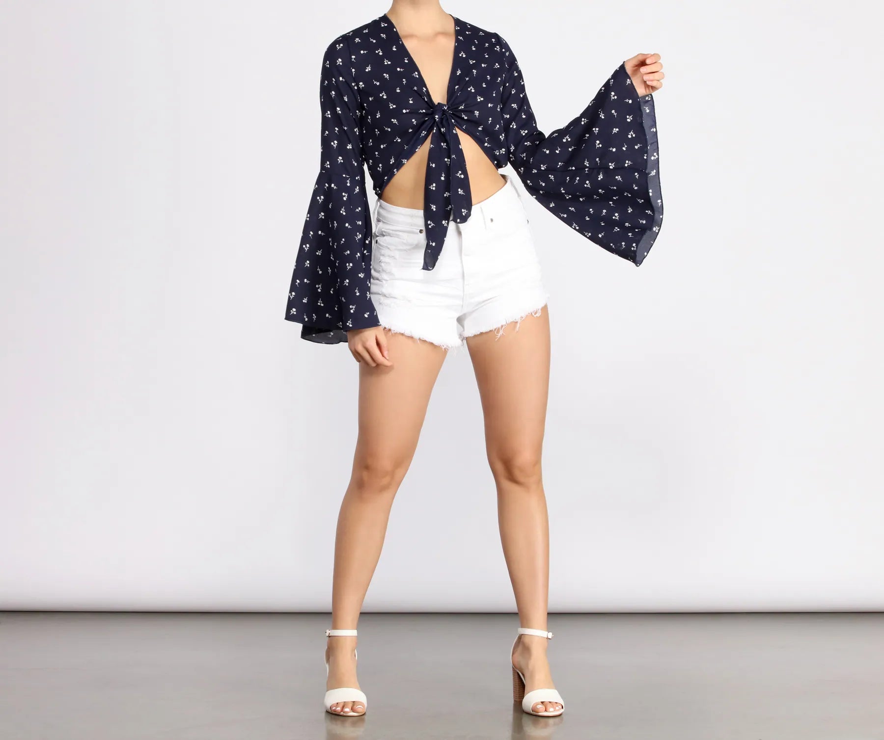 Sweet Floral Bell Sleeve Top - Image 4