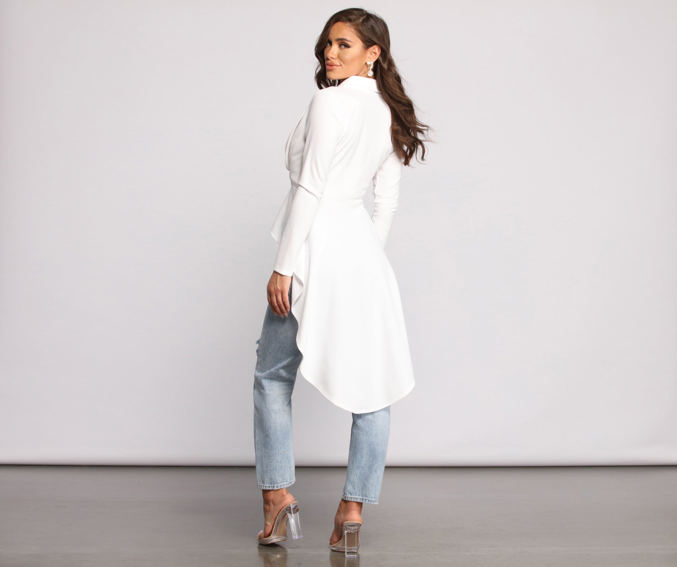 First In Class Peplum High Low Jacket - Image 2