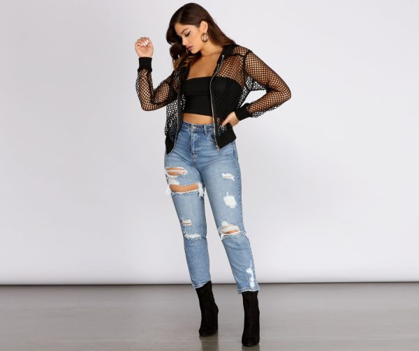 Hot Catch Mesh Bomber Jacket - Image 5