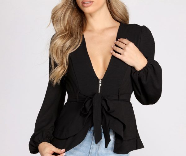 Simply Irresistible Zip Front Ruffled Blouse - Image 5