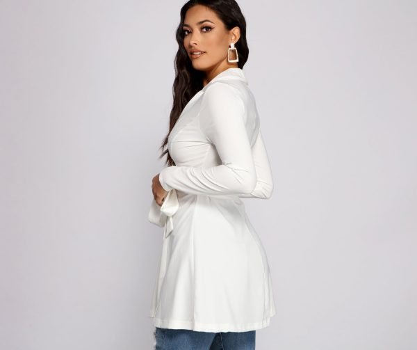 Chic Girl Tie Front Belted Trench - Image 2