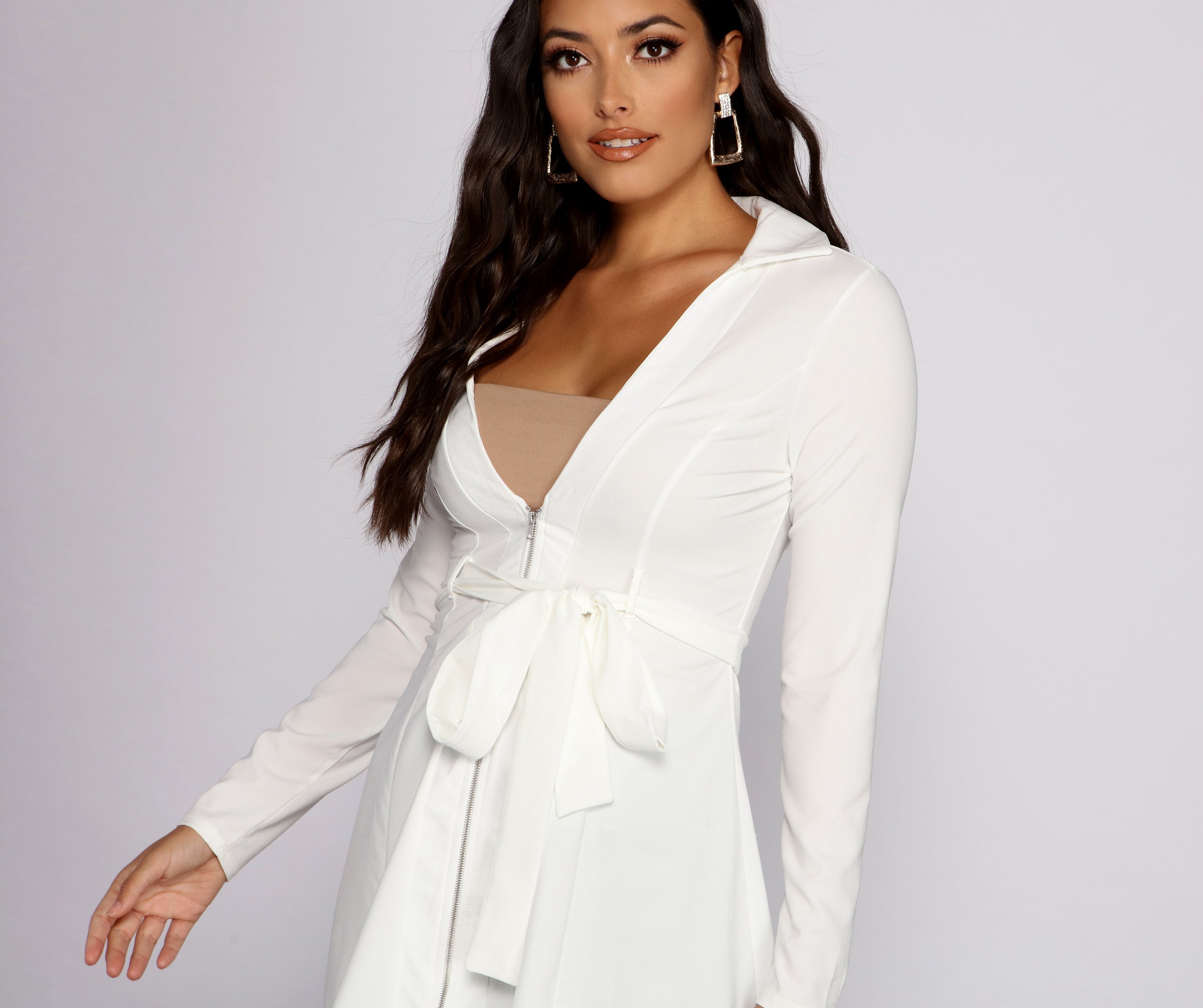 Chic Girl Tie Front Belted Trench - Image 3
