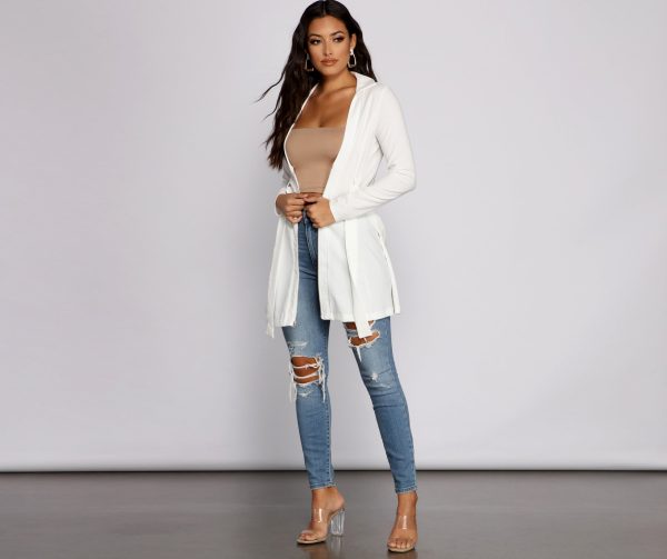 Chic Girl Tie Front Belted Trench - Image 4