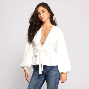 Pretty And Poised Peplum Belted Top