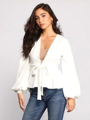 Pretty And Poised Peplum Belted Top