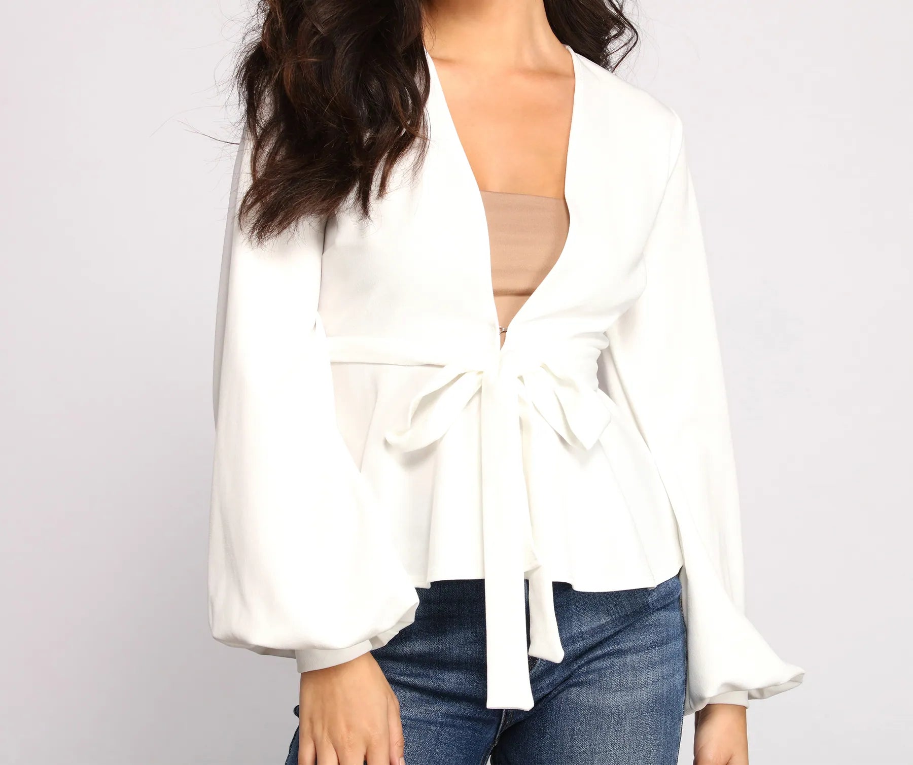 Pretty And Poised Peplum Belted Top - Image 3