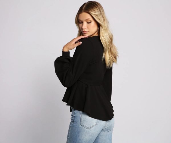 Pretty And Poised Peplum Belted Top - Image 6