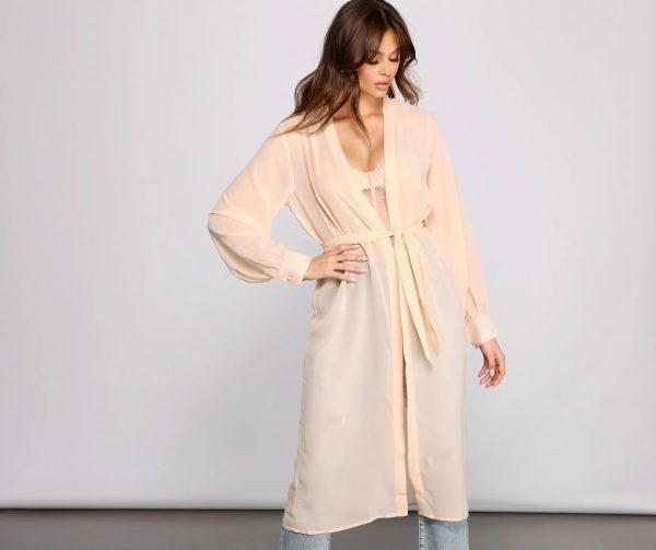 Sheer Appeal Chiffon Belted Trench - Image 5