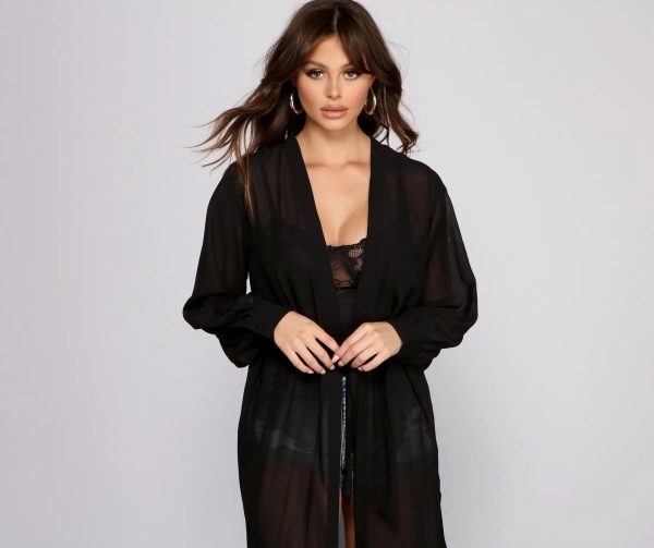 Sheer Appeal Chiffon Belted Trench - Image 8