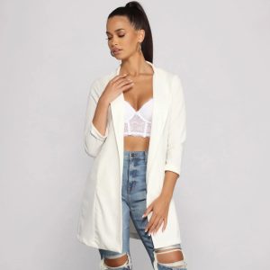 Level Up Long Line Crepe Blazer
