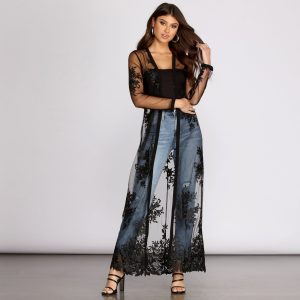 Feel It In The Air Applique Sheer Duster