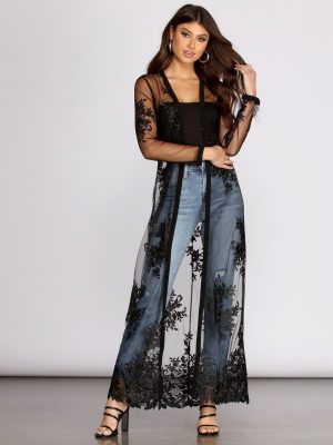 Feel It In The Air Applique Sheer Duster