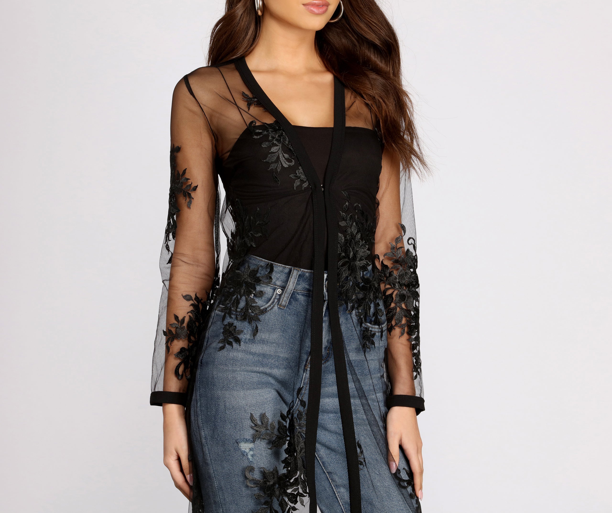 Feel It In The Air Applique Sheer Duster - Image 4