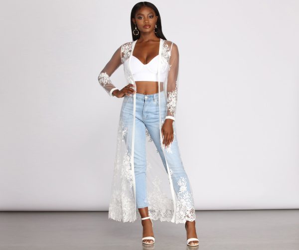 Feel It In The Air Applique Sheer Duster - Image 5