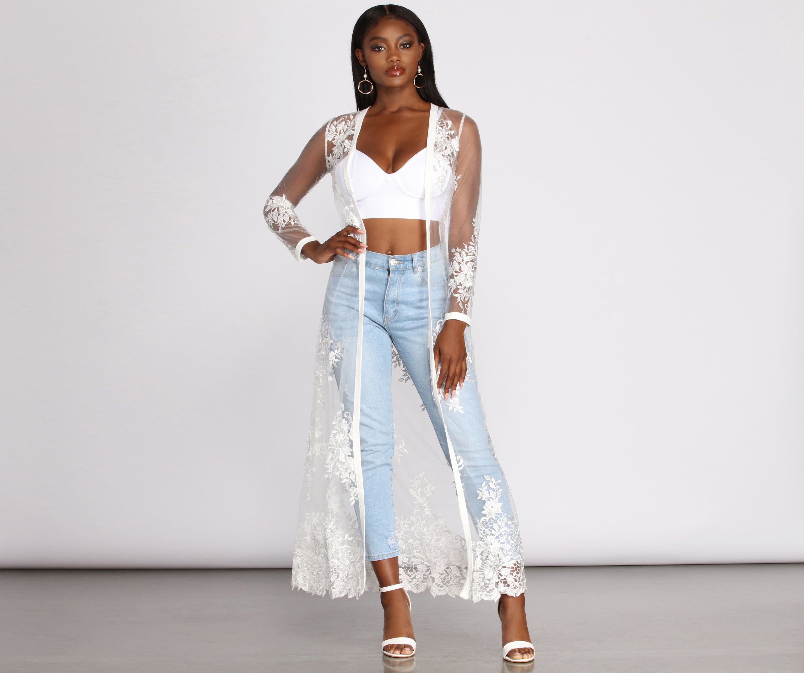 Feel It In The Air Applique Sheer Duster - Image 5