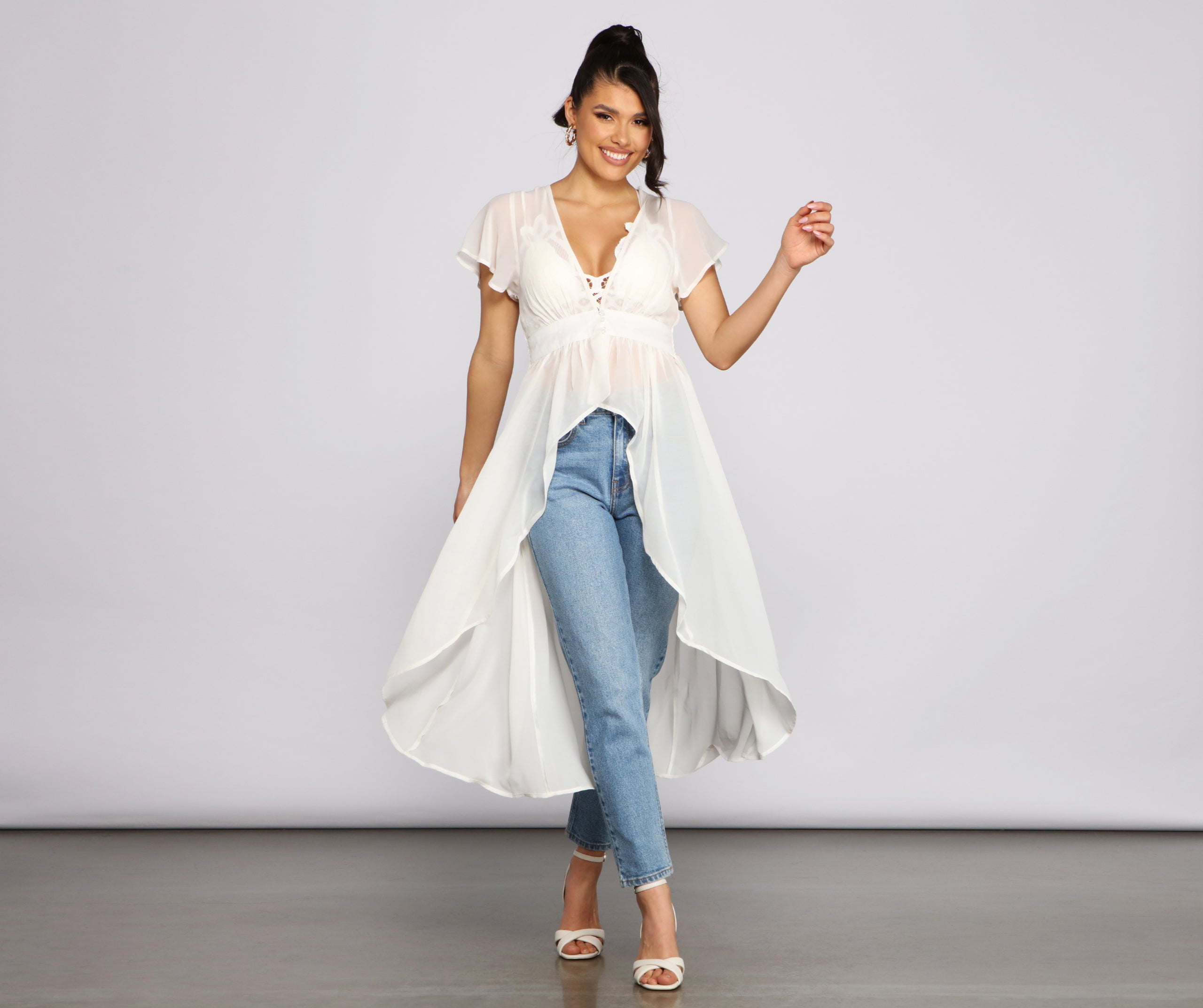 Charming Chiffon High-Low Duster - Image 5