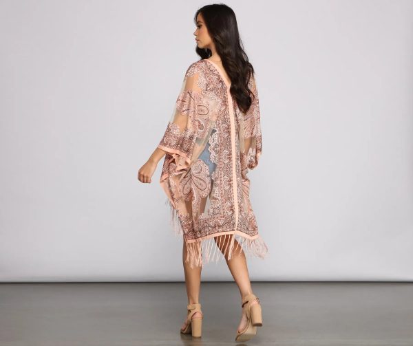 Bohemian Burnout Fringe Kimono - Image 6