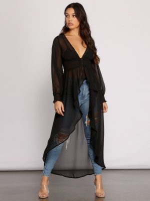 Effortless Beauty Chiffon High Low Top