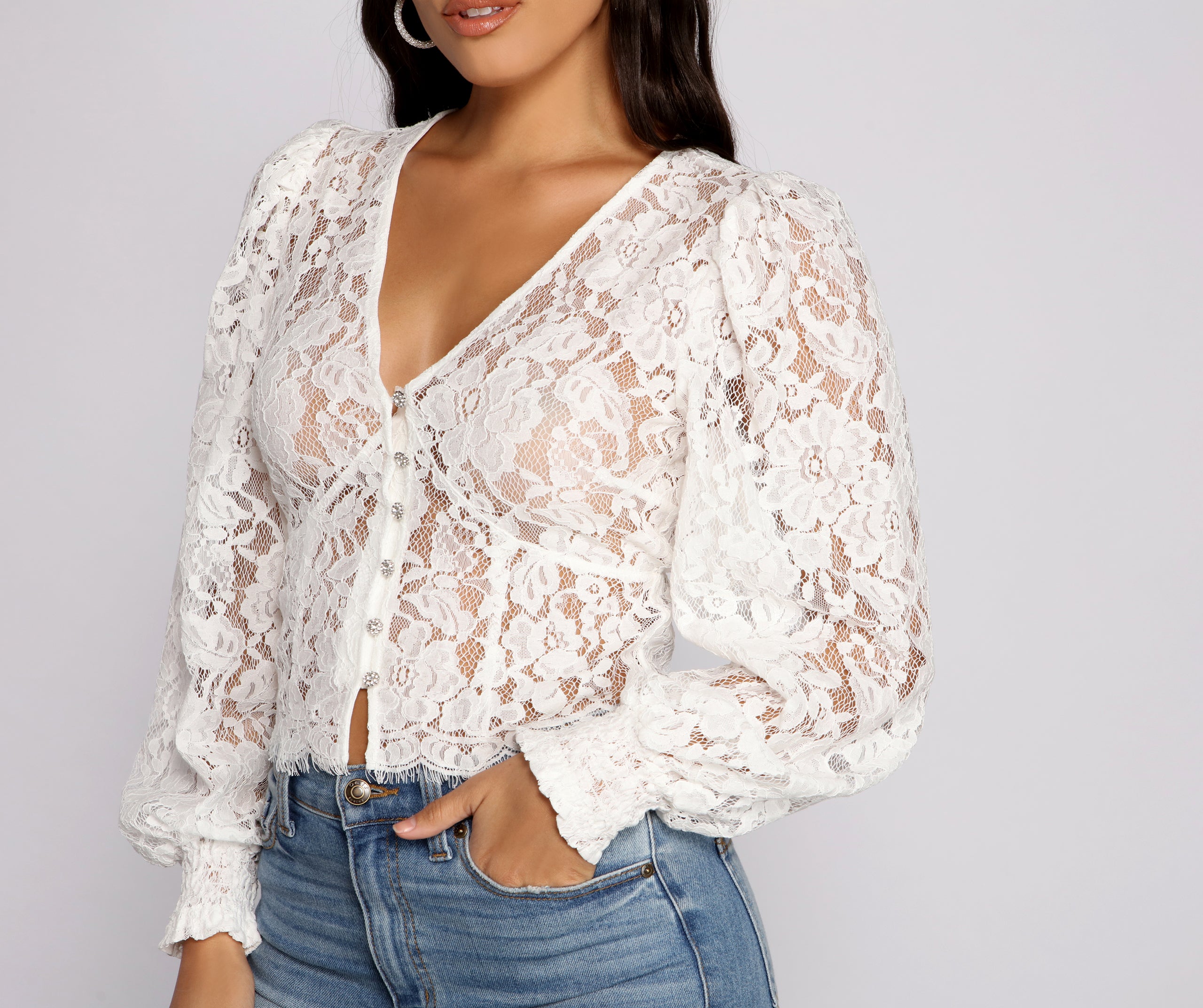 Luxe and Lace Rhinestone Cardigan - Image 3