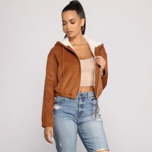 Corduroy Cutie Cropped Sherpa Jacket