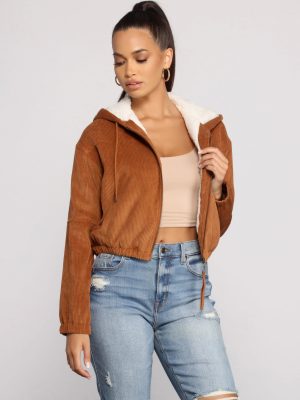 Corduroy Cutie Cropped Sherpa Jacket