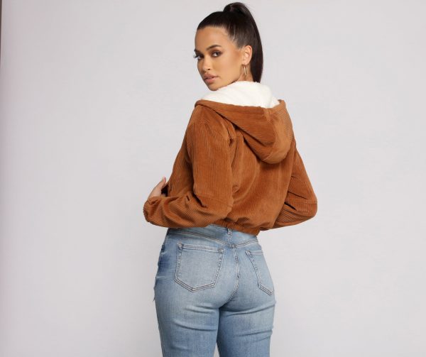 Corduroy Cutie Cropped Sherpa Jacket - Image 2