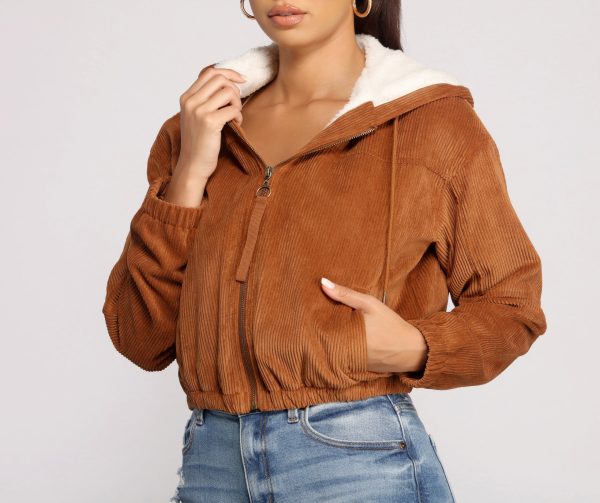 Corduroy Cutie Cropped Sherpa Jacket - Image 4