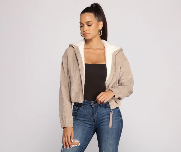 Corduroy Cutie Cropped Sherpa Jacket - Image 5