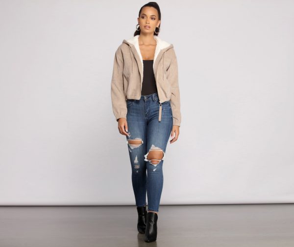 Corduroy Cutie Cropped Sherpa Jacket - Image 8