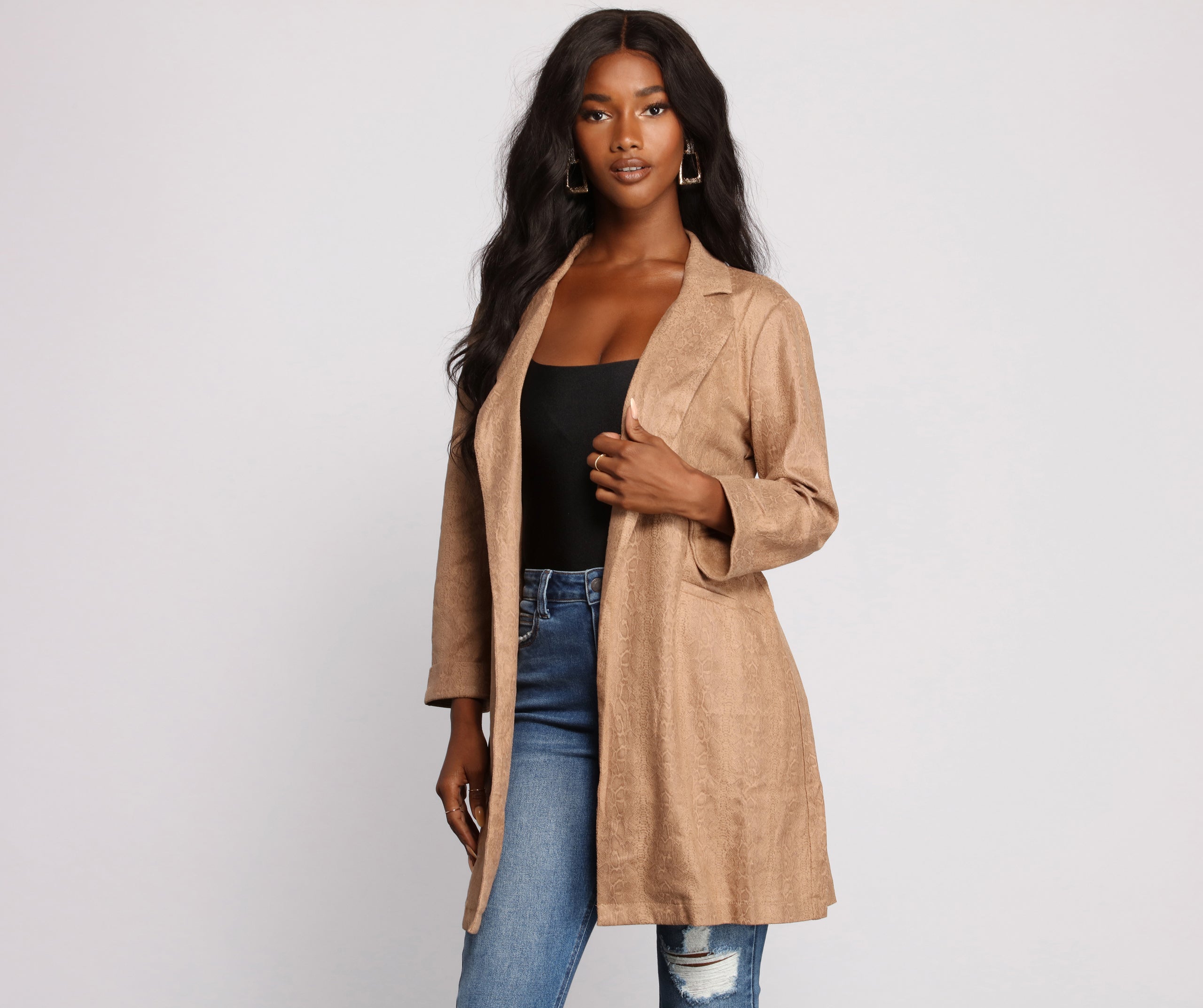 Makin' Moves Faux Suede Long Line Blazer - Image 2