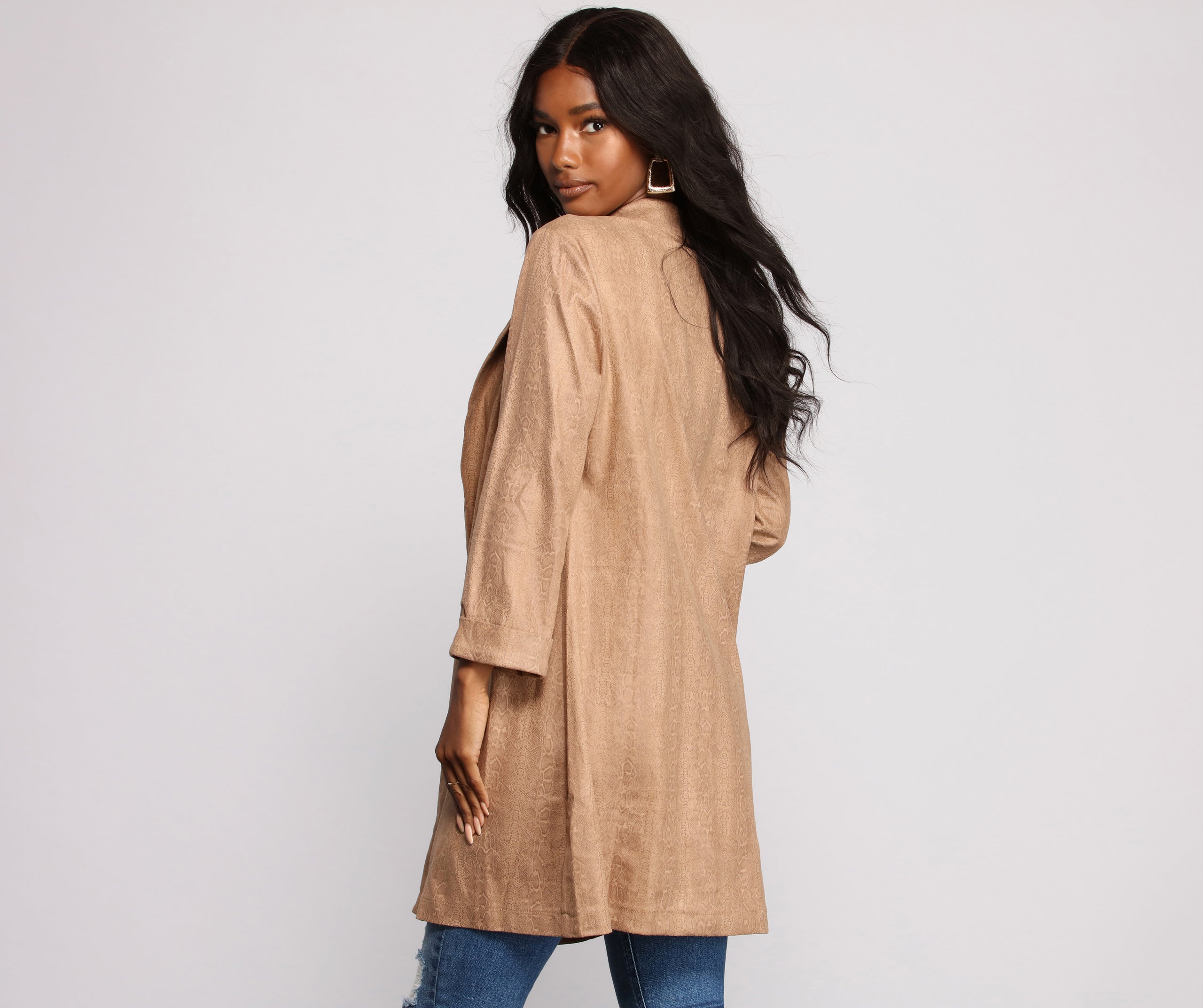 Makin' Moves Faux Suede Long Line Blazer - Image 3