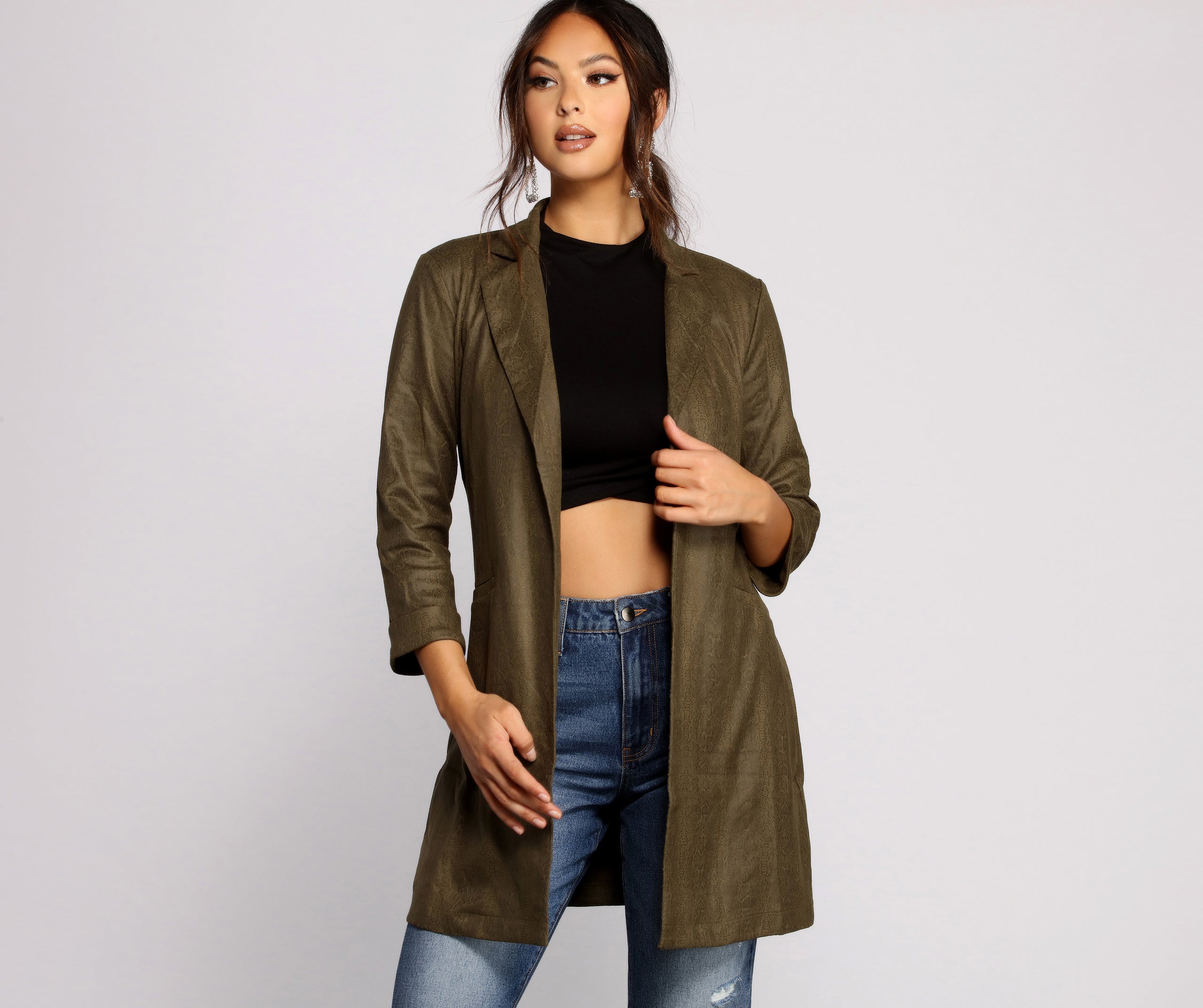 Makin' Moves Faux Suede Long Line Blazer - Image 6
