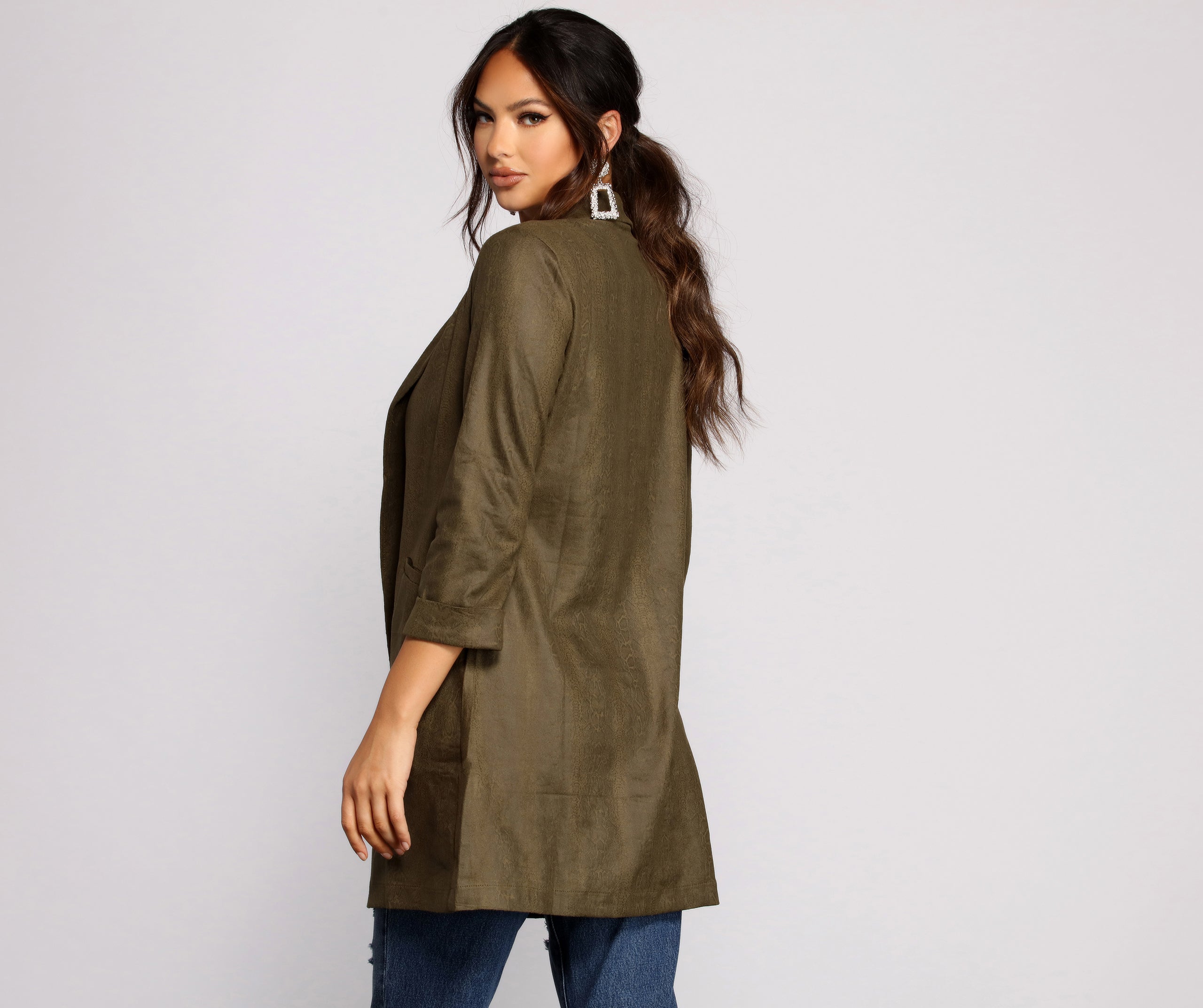 Makin' Moves Faux Suede Long Line Blazer - Image 7