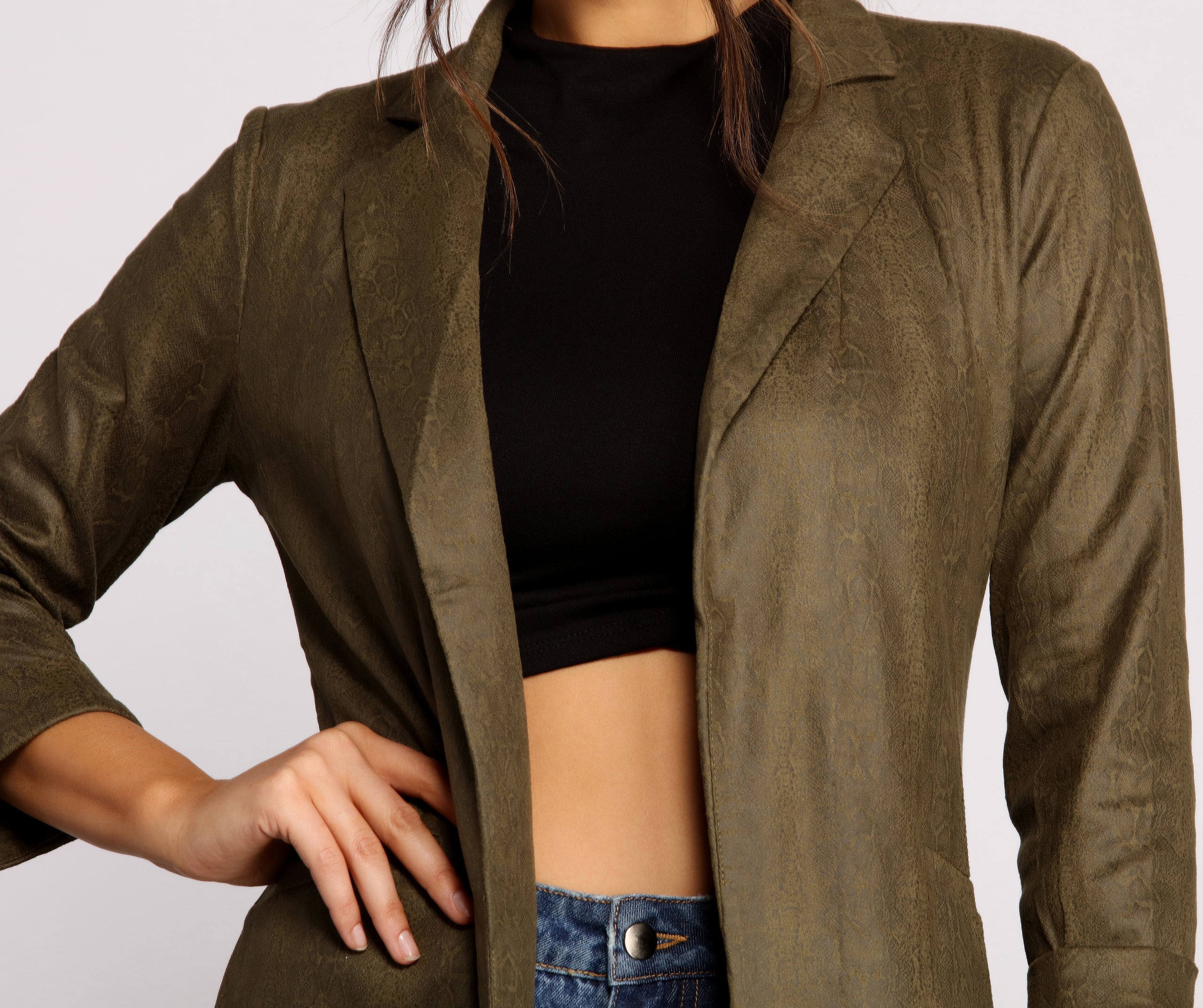 Makin' Moves Faux Suede Long Line Blazer - Image 8