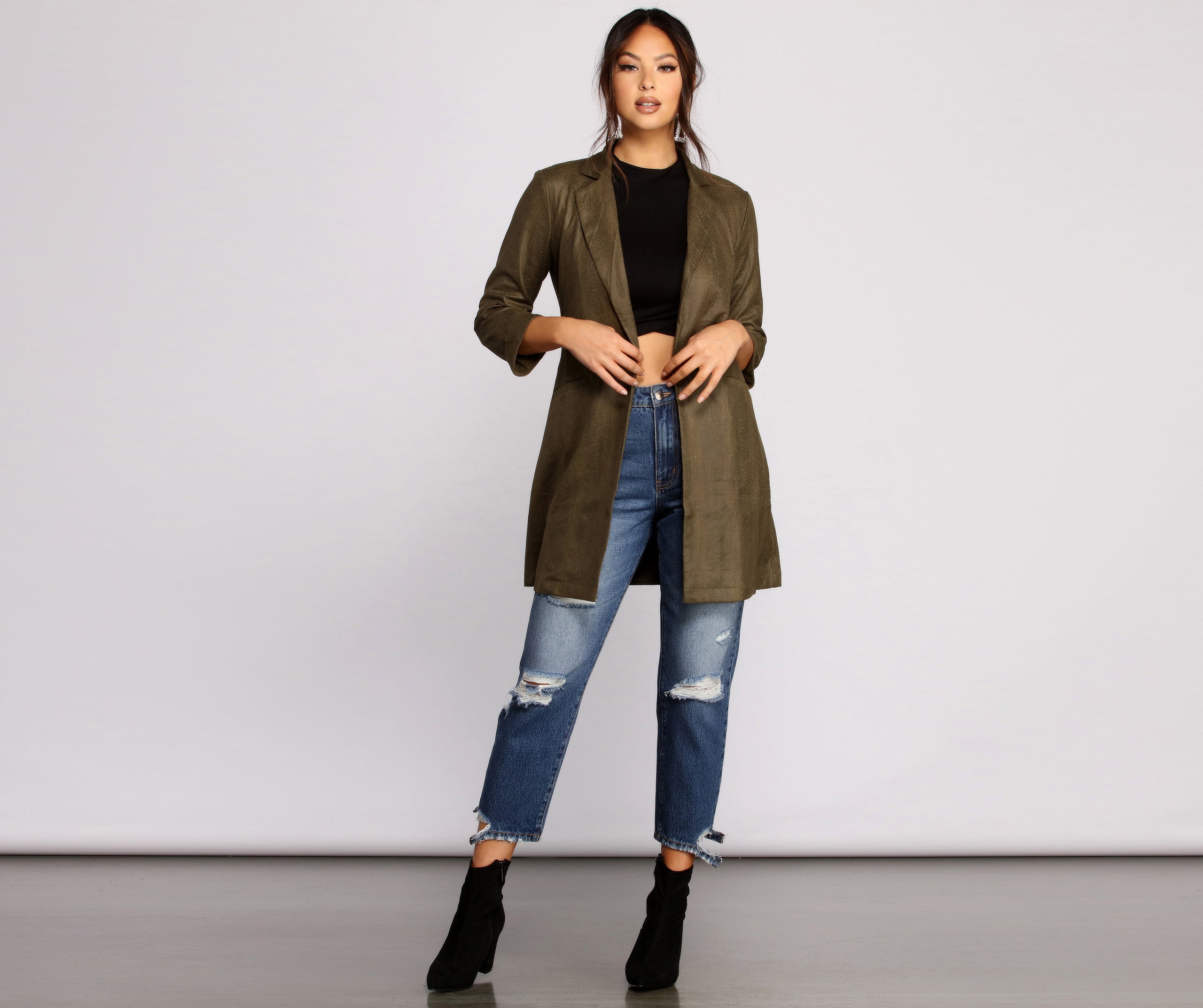 Makin' Moves Faux Suede Long Line Blazer - Image 9